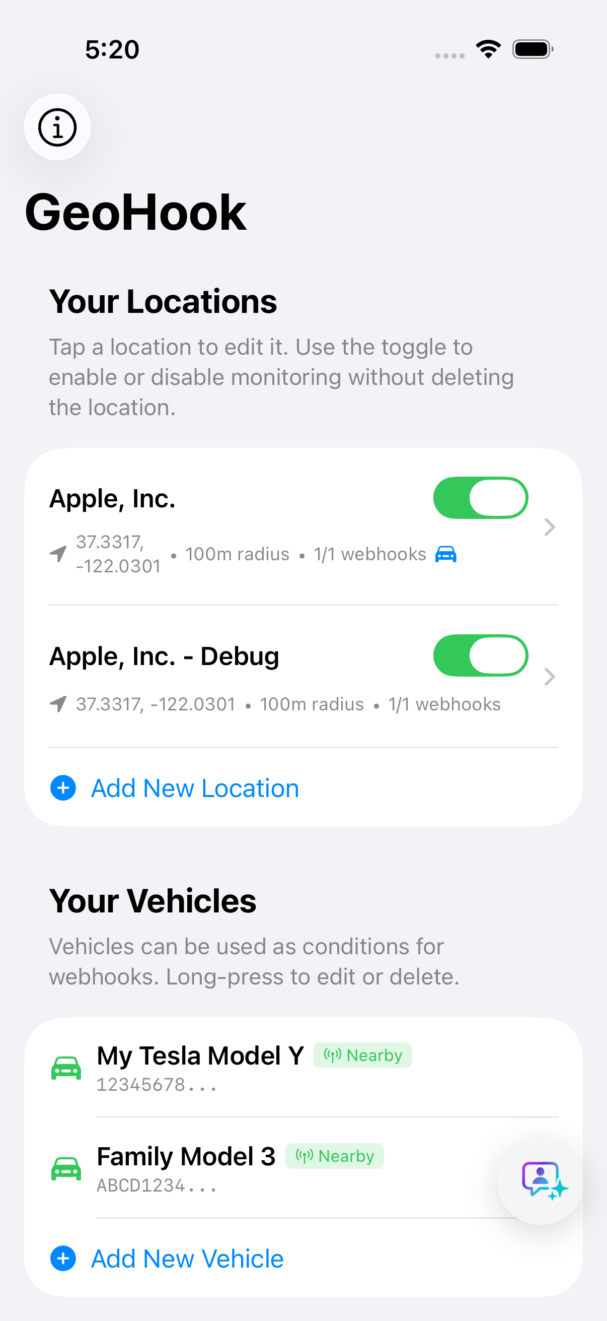 Home Screen - Manage your monitored locations